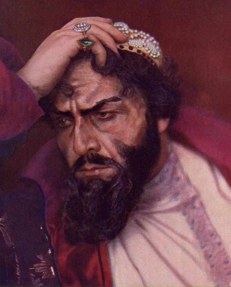 Fiodor Chaliapine dans le r&ocirc;le de Boris Godounov, op&eacute;ra de Moussorgski