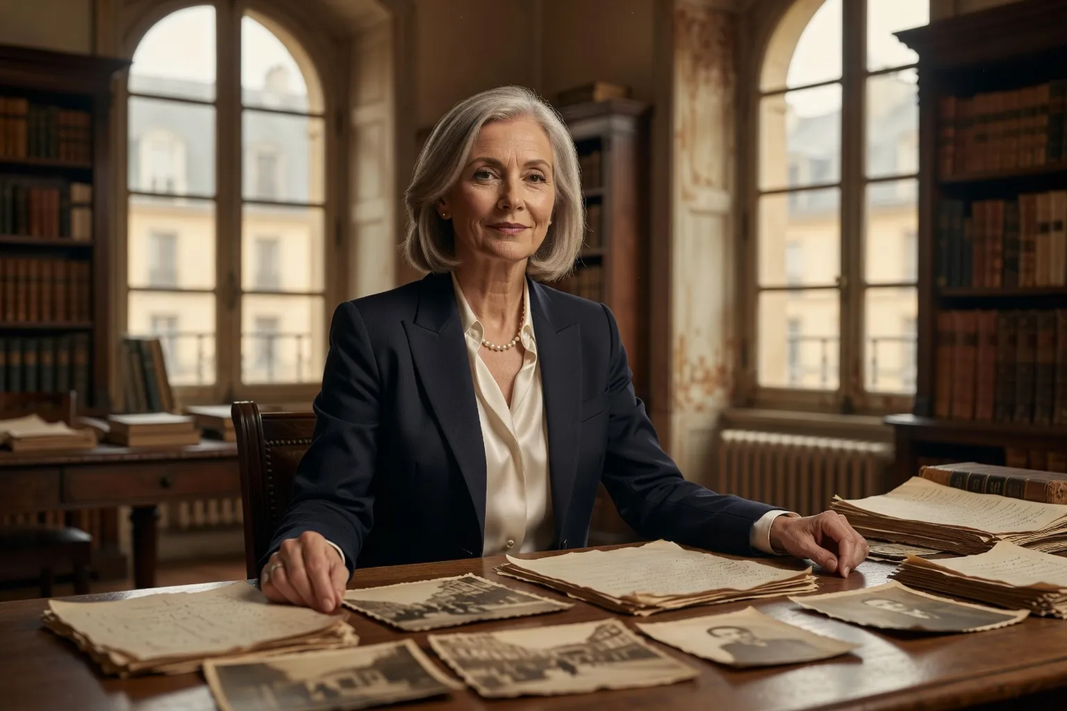 Catherine Roussel-Dubois, historienne sp&eacute;cialiste de la diaspora russe parisienne, dans son bureau