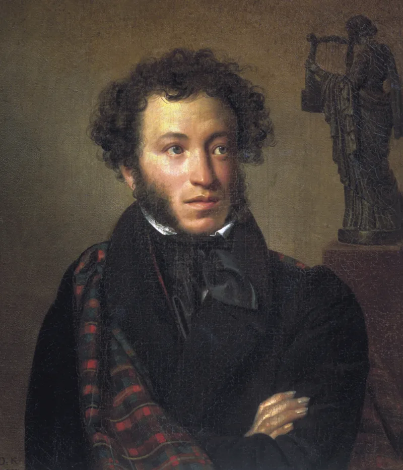 Portrait d'Alexandre Pouchkine par Orest Kiprenski (1827), le plus c&eacute;l&egrave;bre portrait du p&egrave;re de la litt&eacute;rature russe