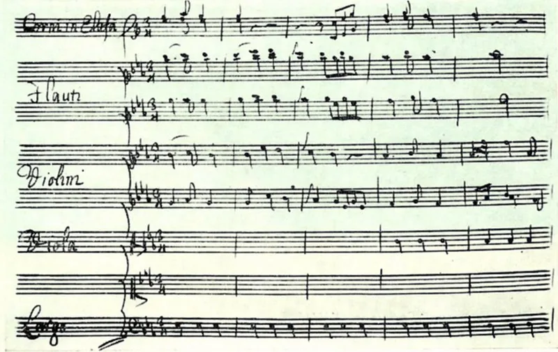 Partition manuscrite d'Alexandre Scriabine, montrant son écriture musicale complexe et ses indications expressives