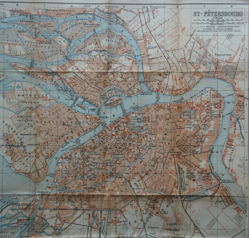 Plan de Saint-P&eacute;tersbourg extrait du guide Baedeker 1897