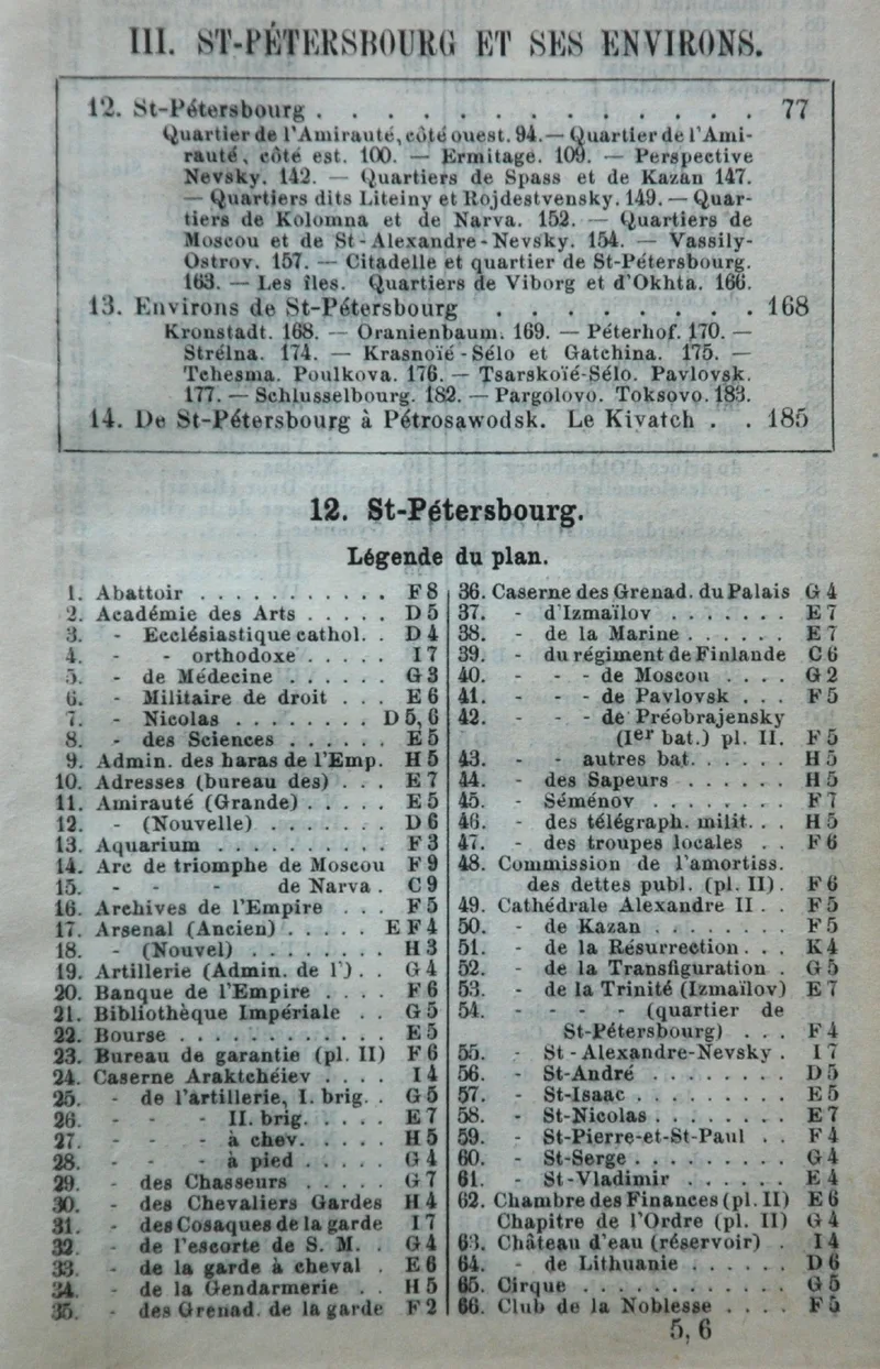 Plan des environs de Saint-P&eacute;tersbourg dans le guide Baedeker