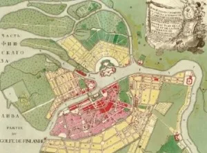 Plan ancien de Saint-P&eacute;tersbourg du XVIIIe si&egrave;cle - fondation par Pierre le Grand