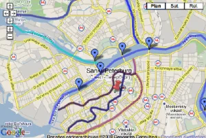Plan de la Venise du Nord - canaux et ponts de Saint-P&eacute;tersbourg