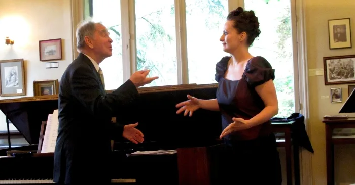 Marc Zviguilski, Alexandre Konicki et le public du concert Chopin-Schumann &agrave; Bougival