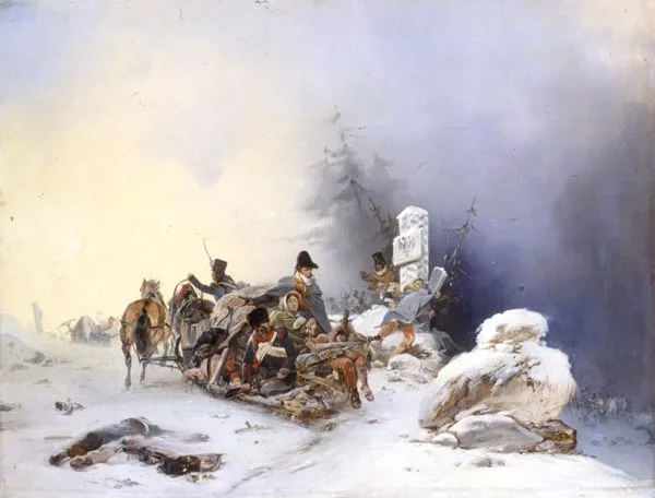 La retraite de Russie en 1812, la Grande Armée dans la neige